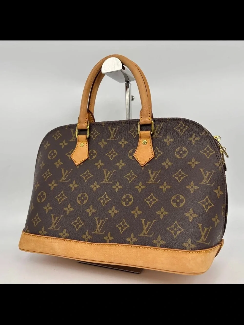 Louis Vuitton Monogram Alma Handbag - Brown with Tan Trim